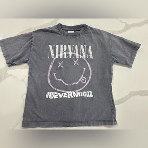 Zara Kids Nirvana Nevermind Graphic Band T Shirt Gray Short Sleeve Size 8 9
